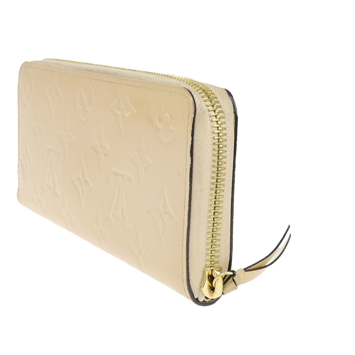 Louis Vuitton Portefeuille Clémence Beige Patent Leather Wallet Accessories