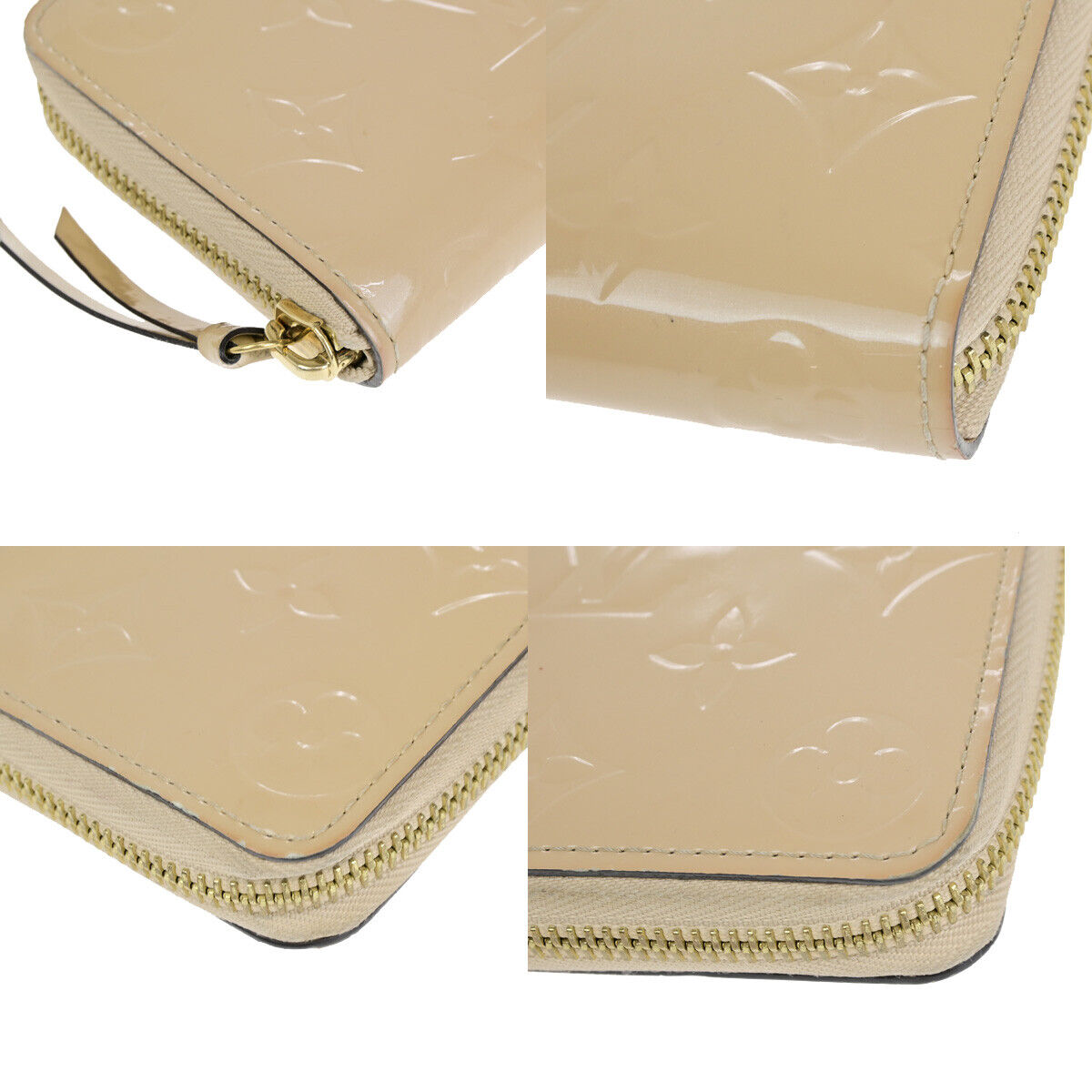 Louis Vuitton Portefeuille Clémence Beige Patent Leather Wallet Accessories