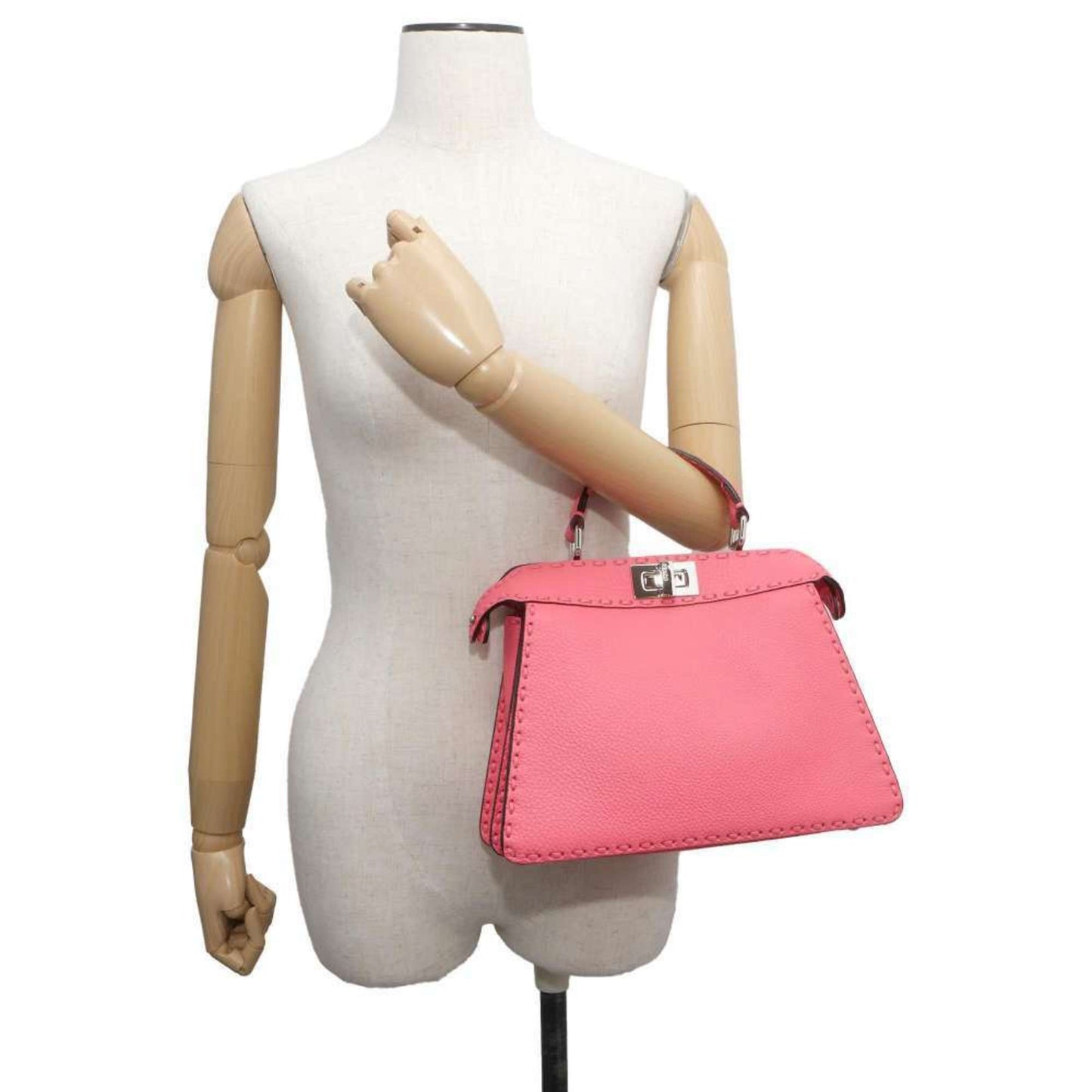 Fendi Peekaboo Pink Leather Hand Bag