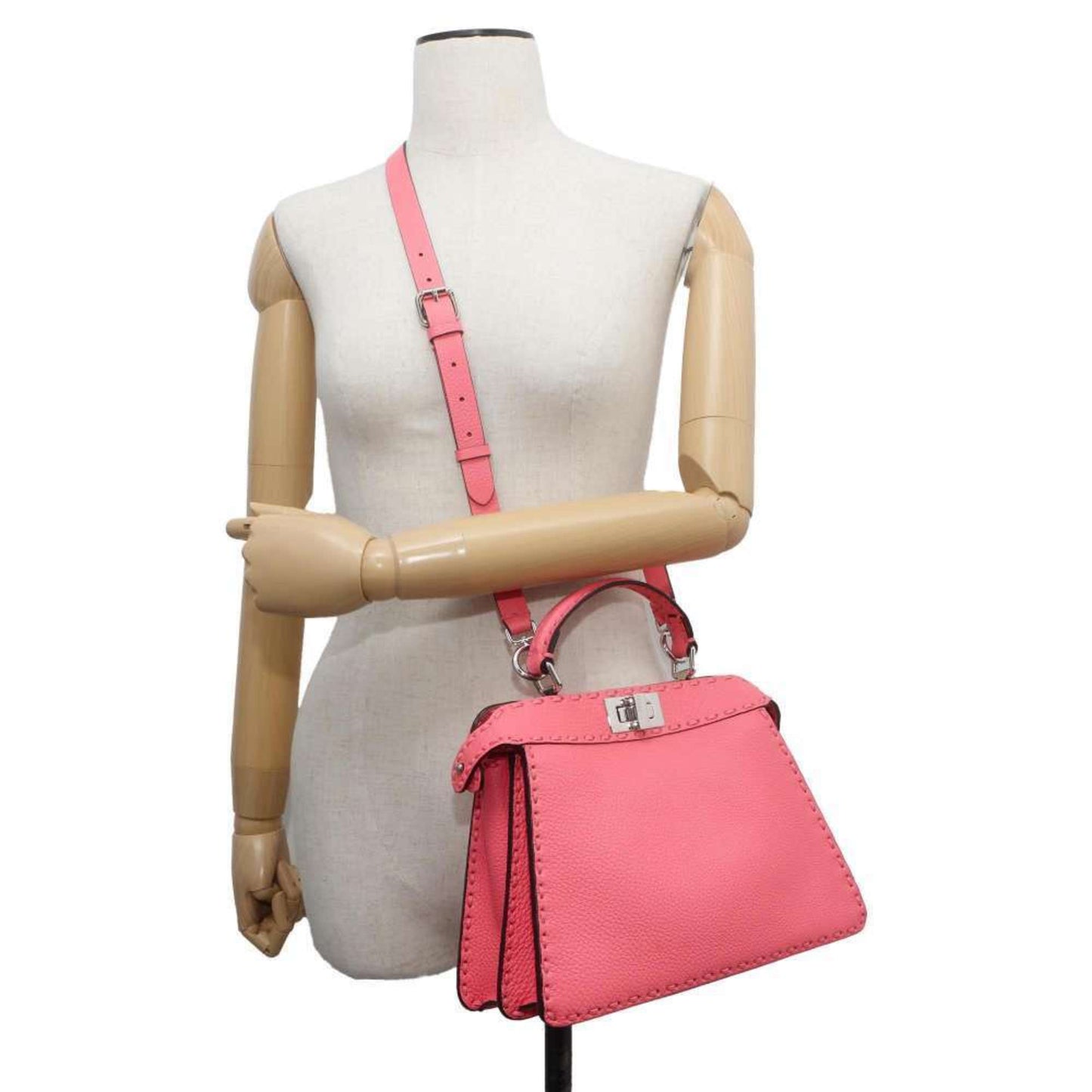 Fendi Peekaboo Pink Leather Hand Bag