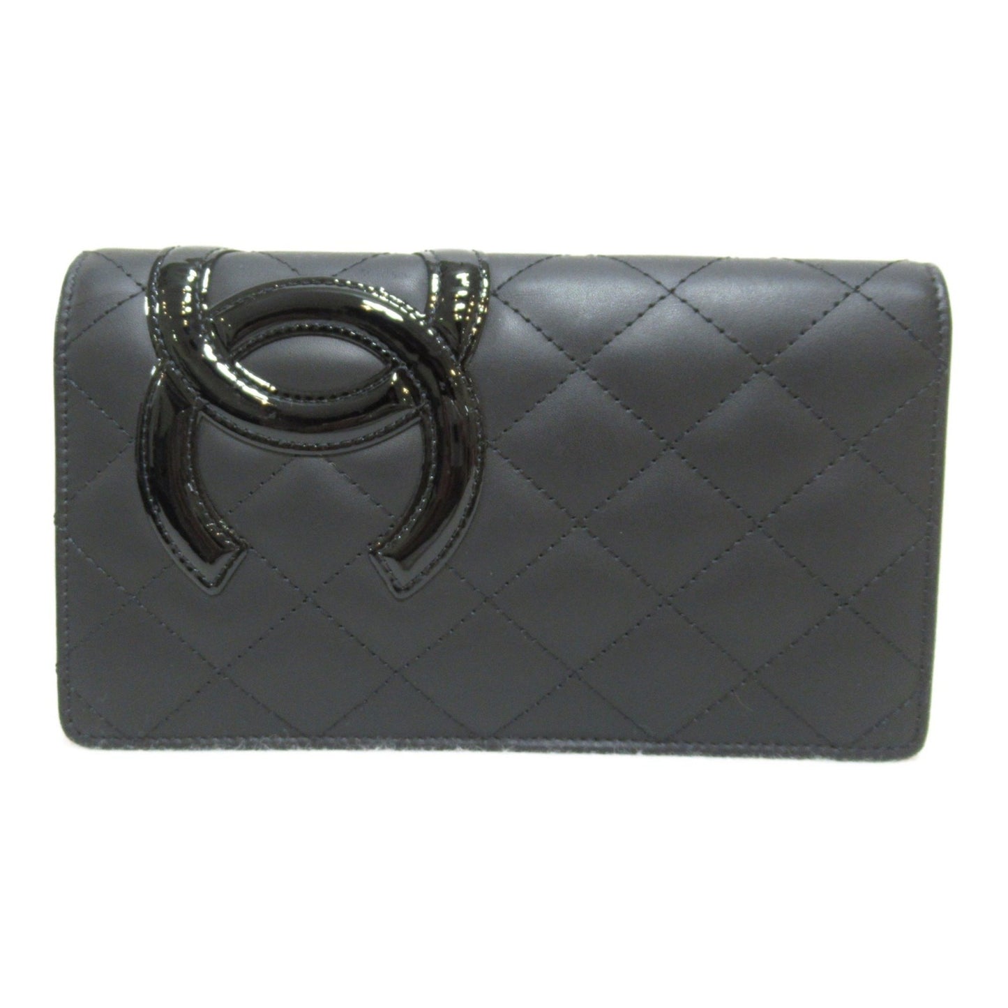 Chanel Cambon line Black Leather Wallet Accessories