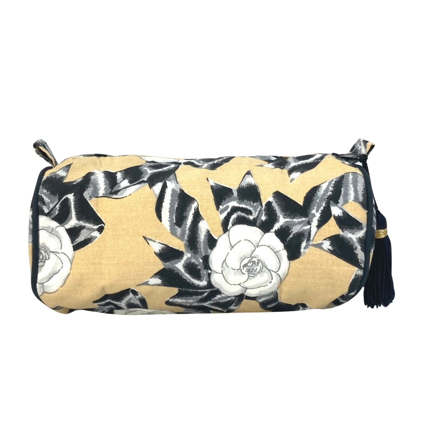 Chanel Camellia Beige Canvas Clutch Bag