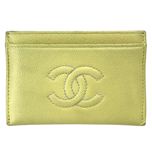 Chanel Logo CC Yellow Leather Wallet Accessories