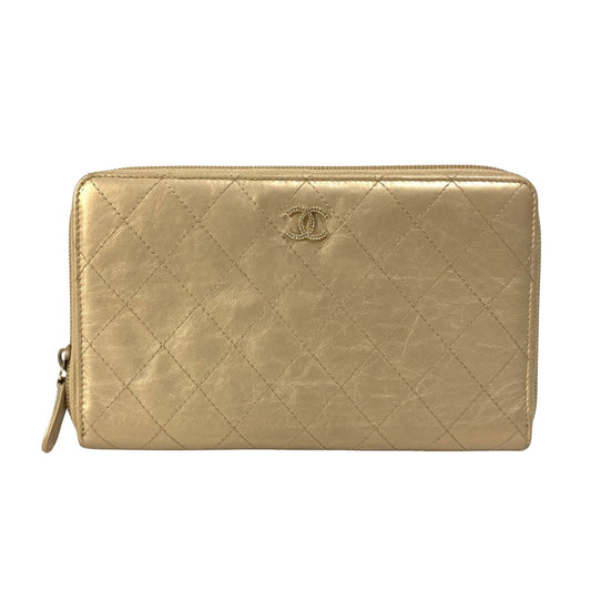 Chanel Logo CC Gold Leather Wallet Accessories