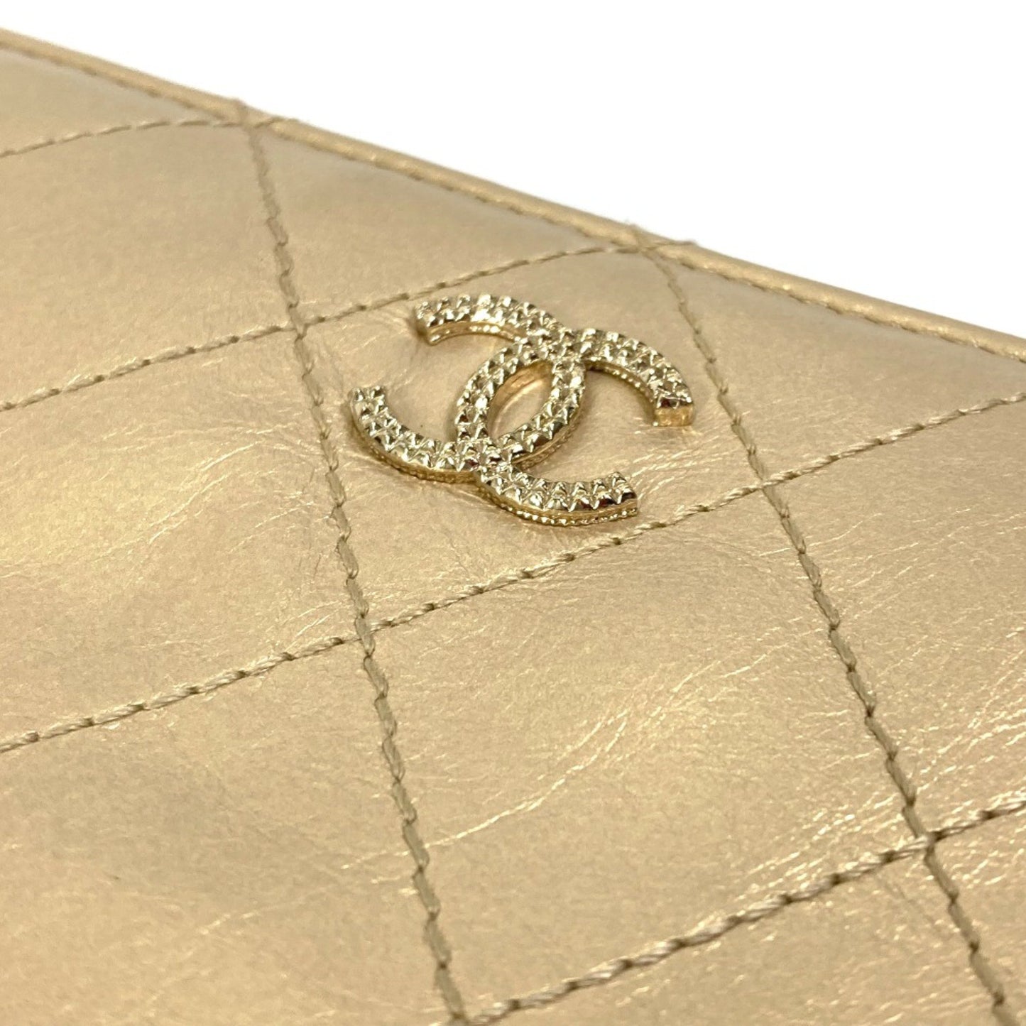 Chanel Logo CC Gold Leather Wallet Accessories