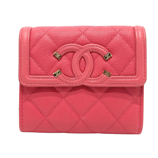 Chanel Logo CC Pink Leather Wallet Accessories