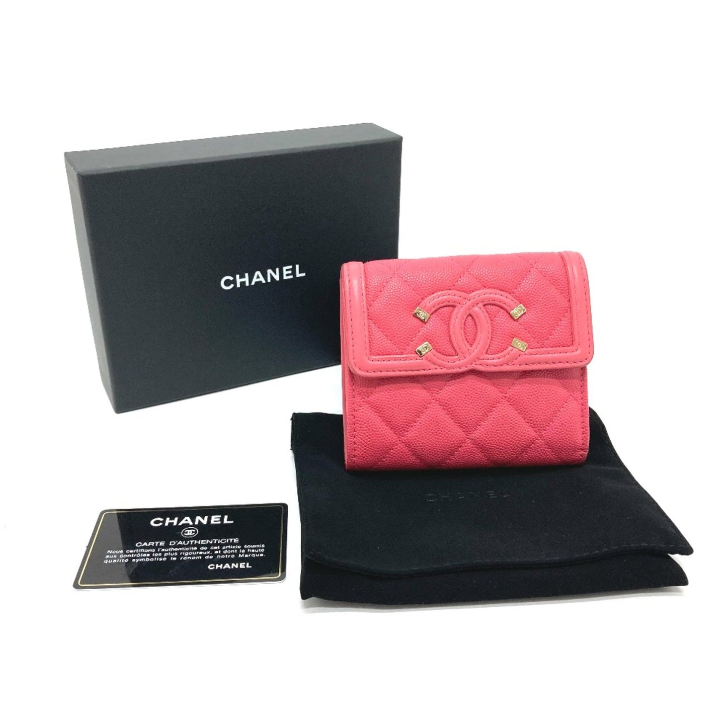 Chanel Logo CC Pink Leather Wallet Accessories