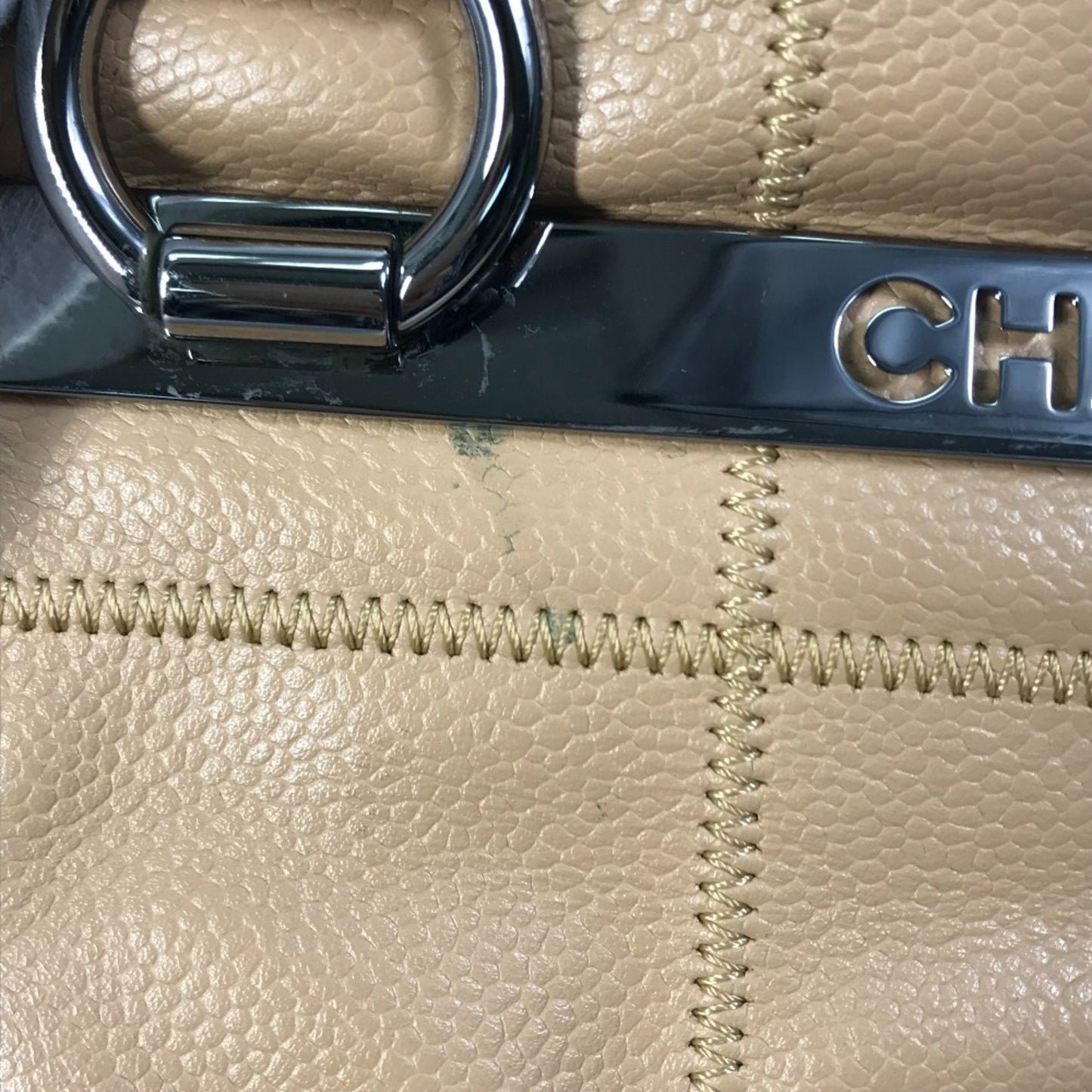 Chanel Chocolate bar Beige Leather Hand Bag