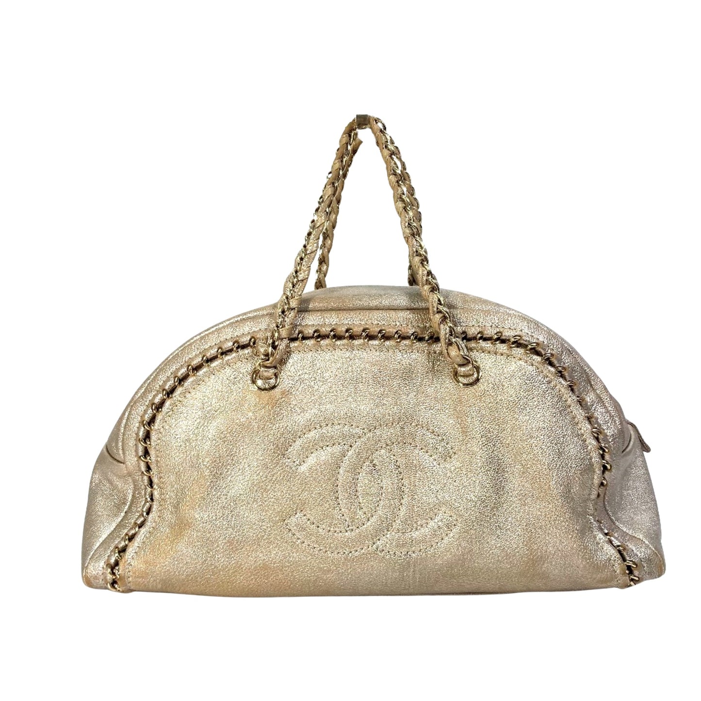 Chanel Luxury line Gold Leather Shoulder Bag