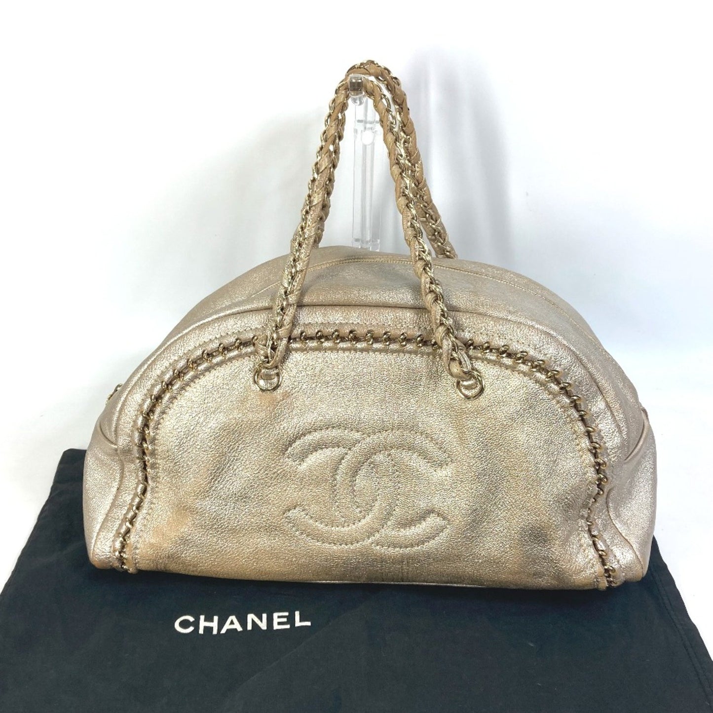 Chanel Luxury line Gold Leather Shoulder Bag