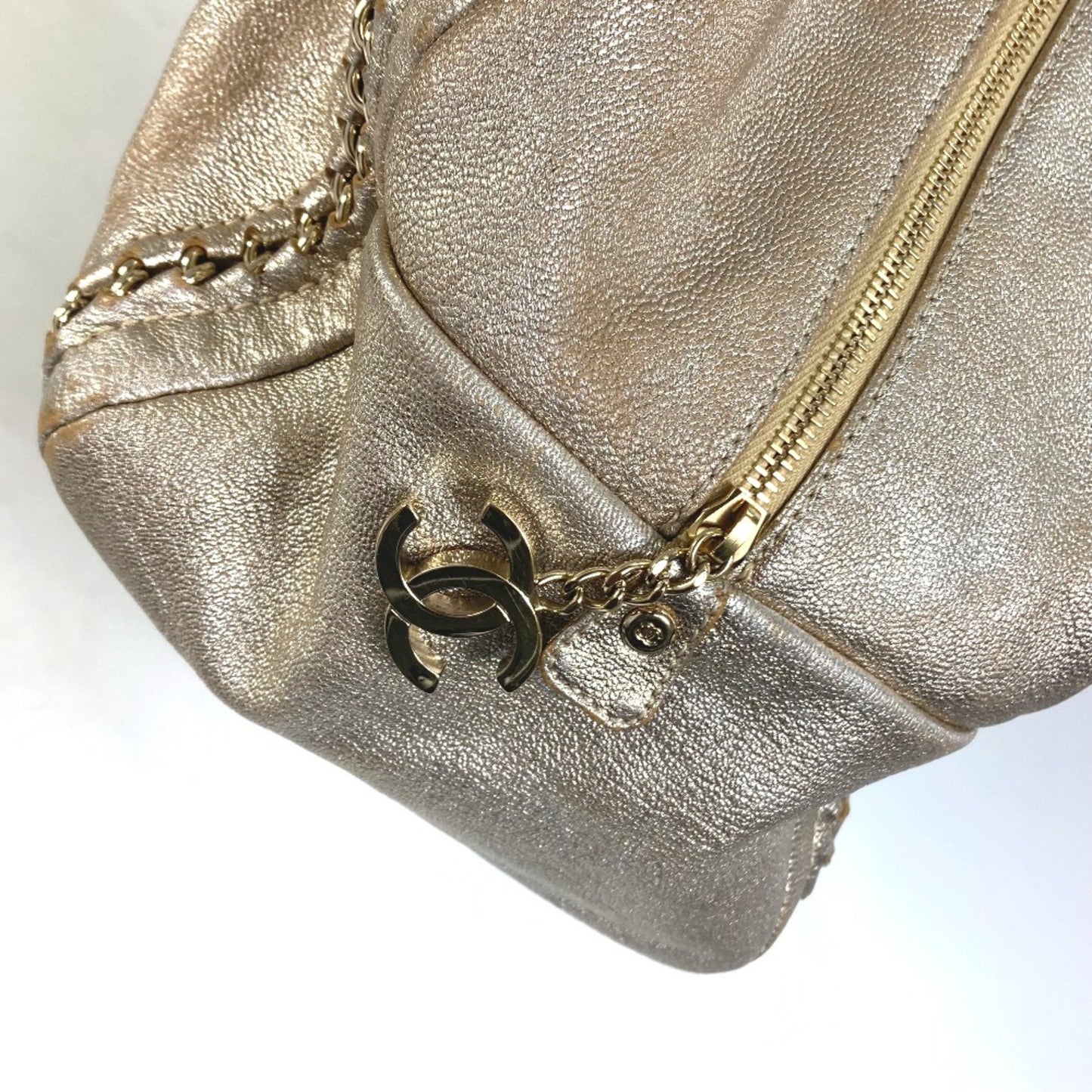 Chanel Luxury line Gold Leather Shoulder Bag