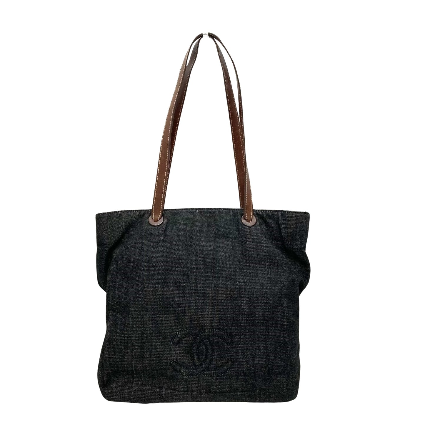 Chanel Coco Mark Black Denim - Jeans Tote Bag