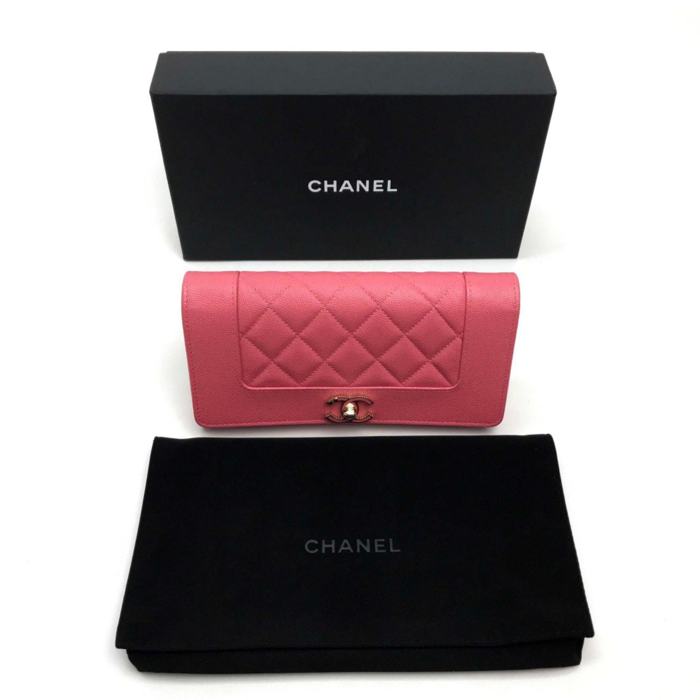 Chanel Matelassé Pink Leather Wallet Accessories