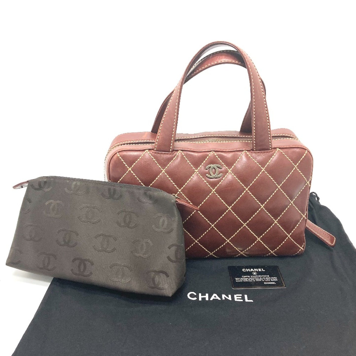 Chanel Wild stitch Brown Leather Hand Bag