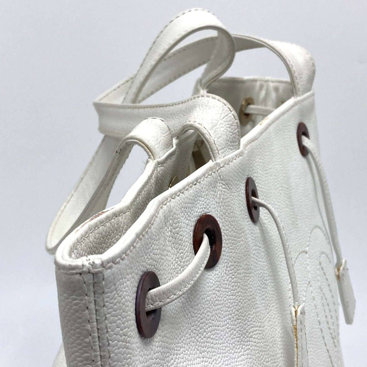 Chanel Logo CC White Leather Tote Bag