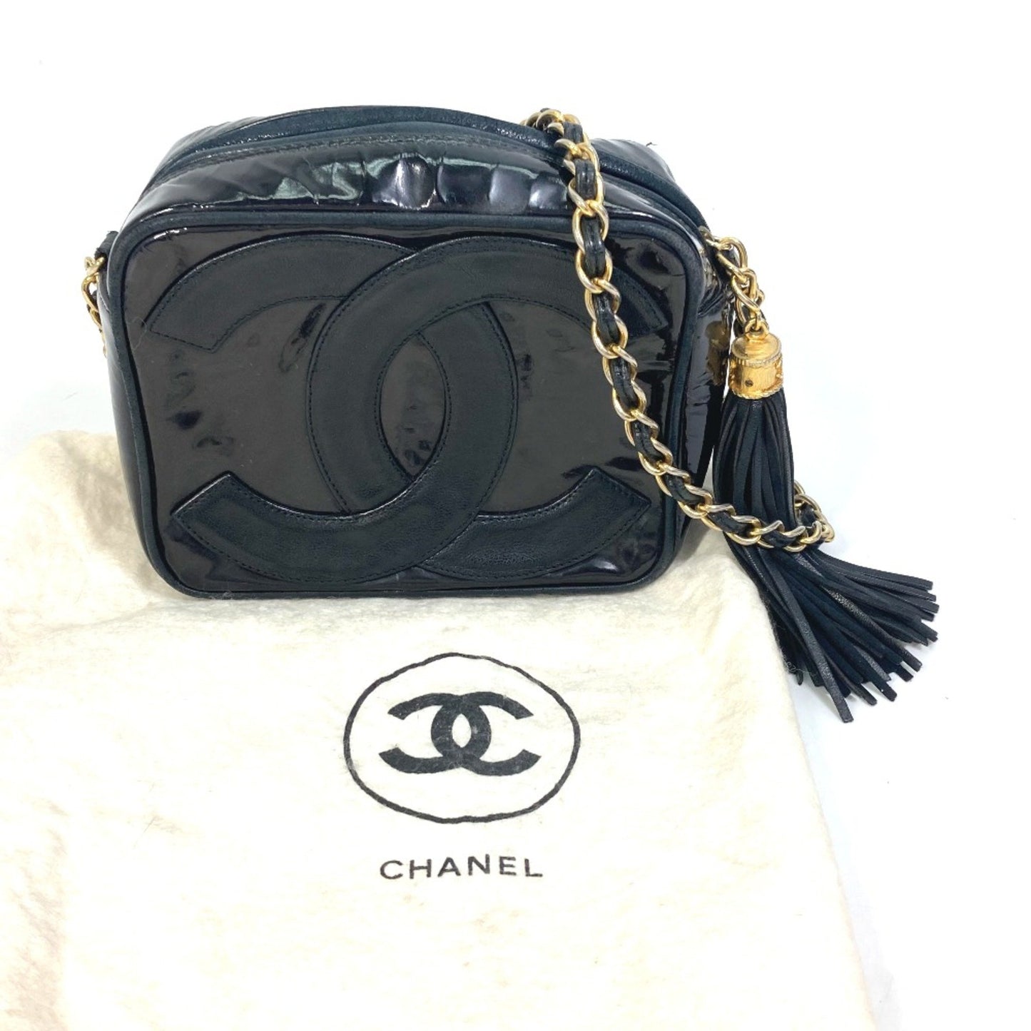 Chanel Camera Black Patent Leather Shoulder Bag