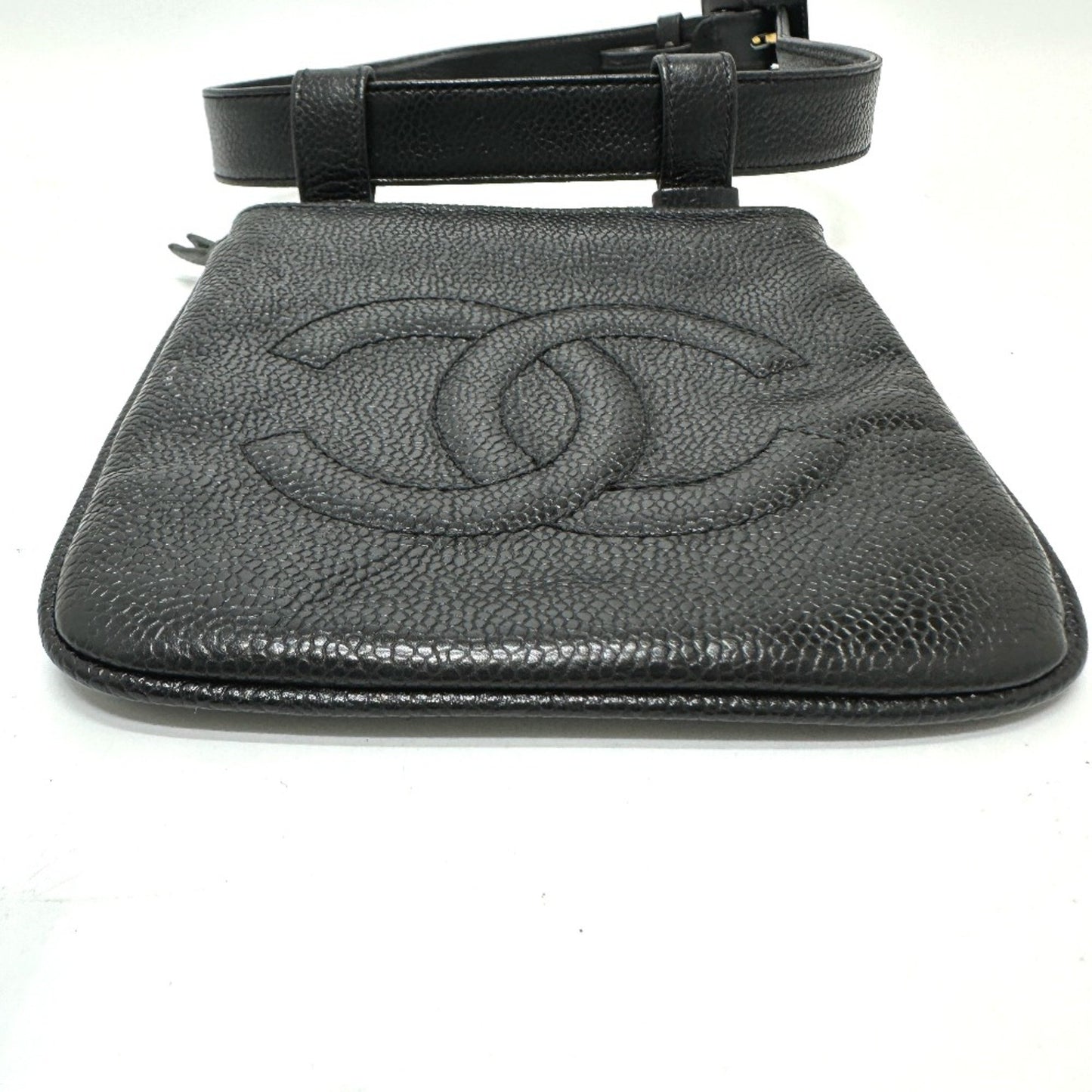 Chanel Logo CC Black Leather Clutch Bag