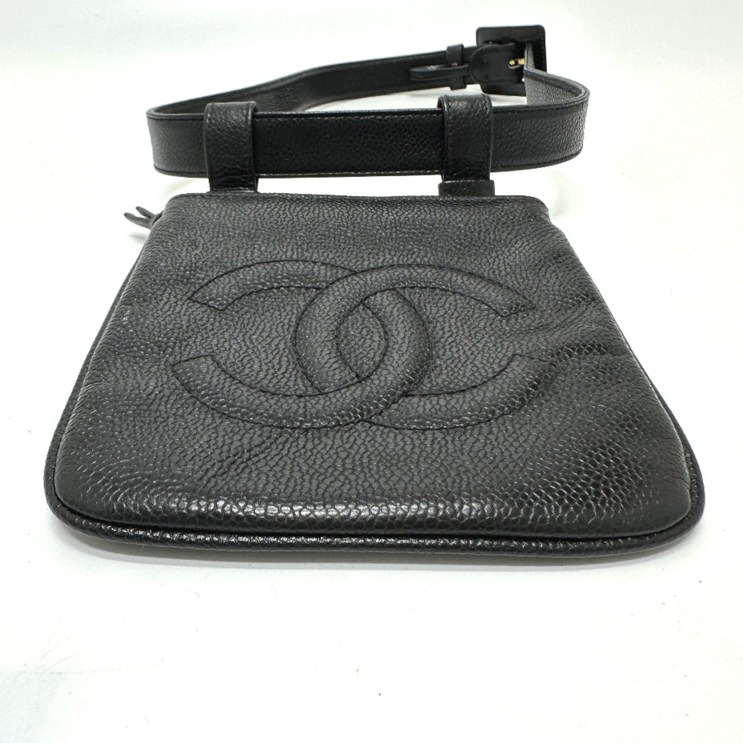 Chanel Logo CC Black Leather Clutch Bag