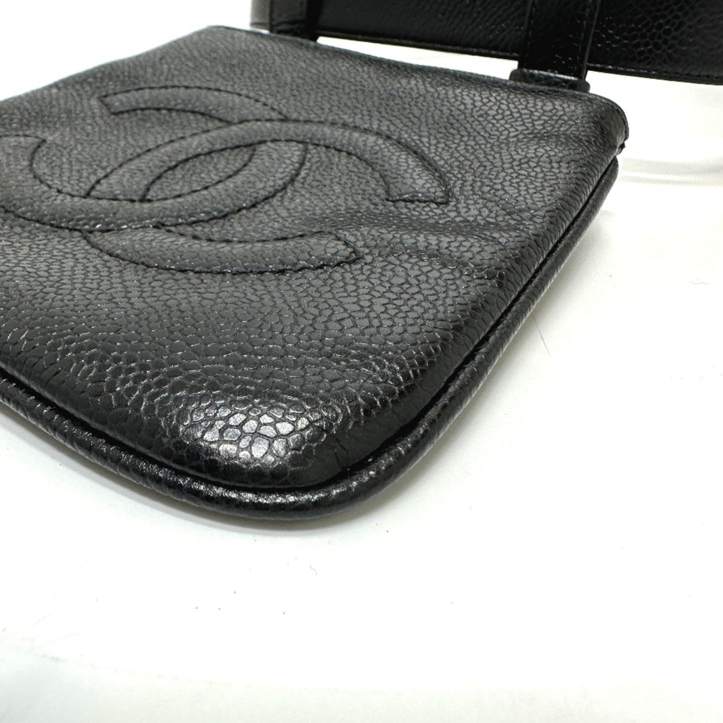 Chanel Logo CC Black Leather Clutch Bag