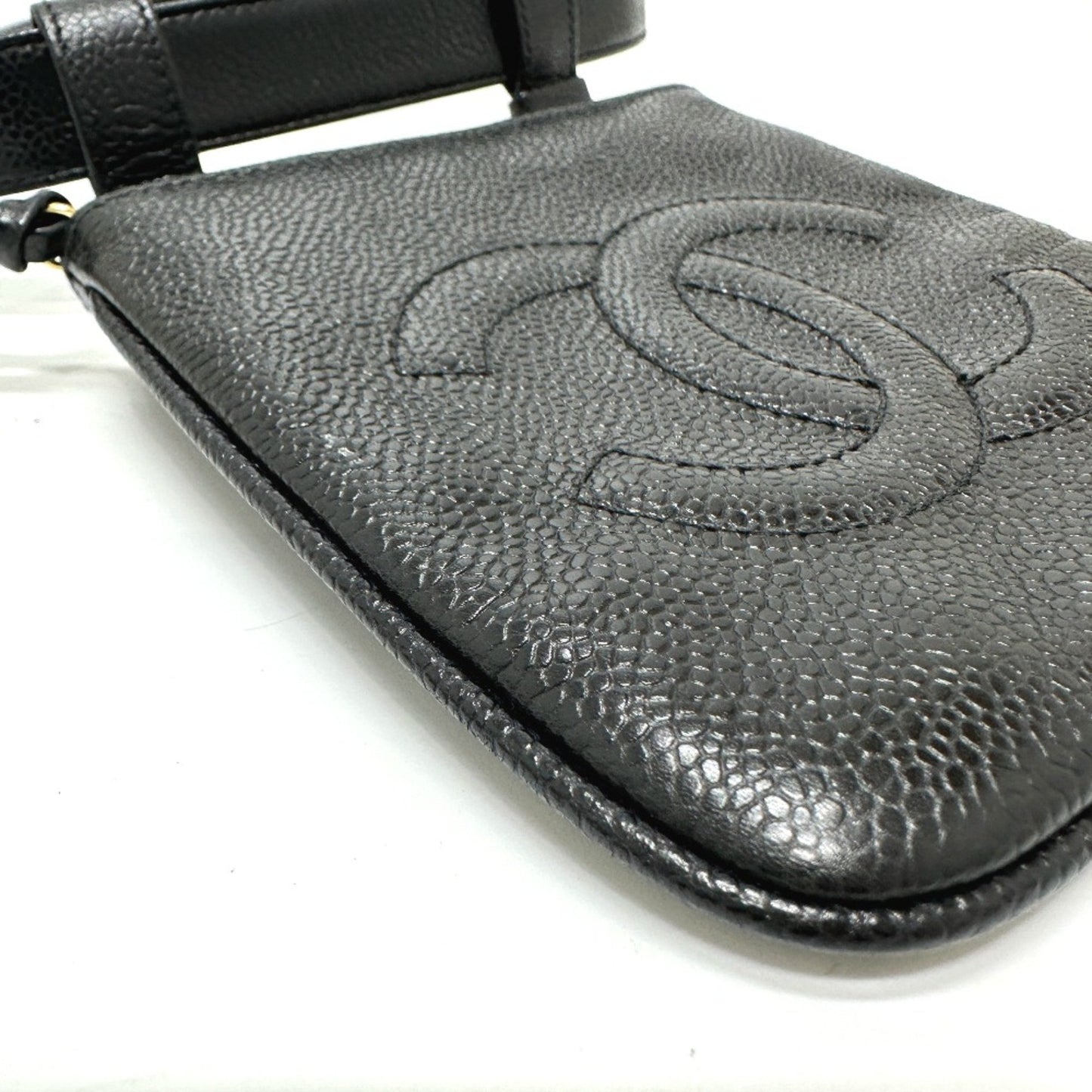 Chanel Logo CC Black Leather Clutch Bag