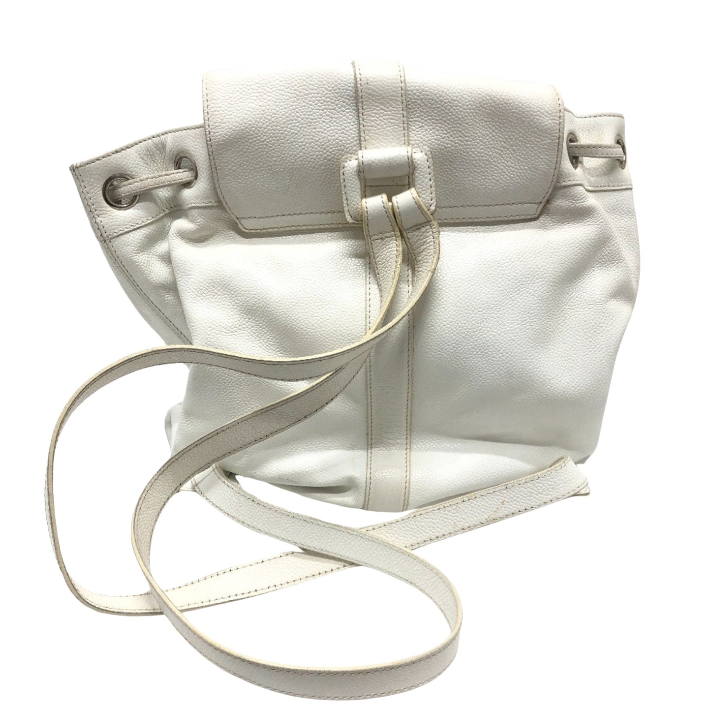 Chanel Logo boston White Leather Backpack Bag