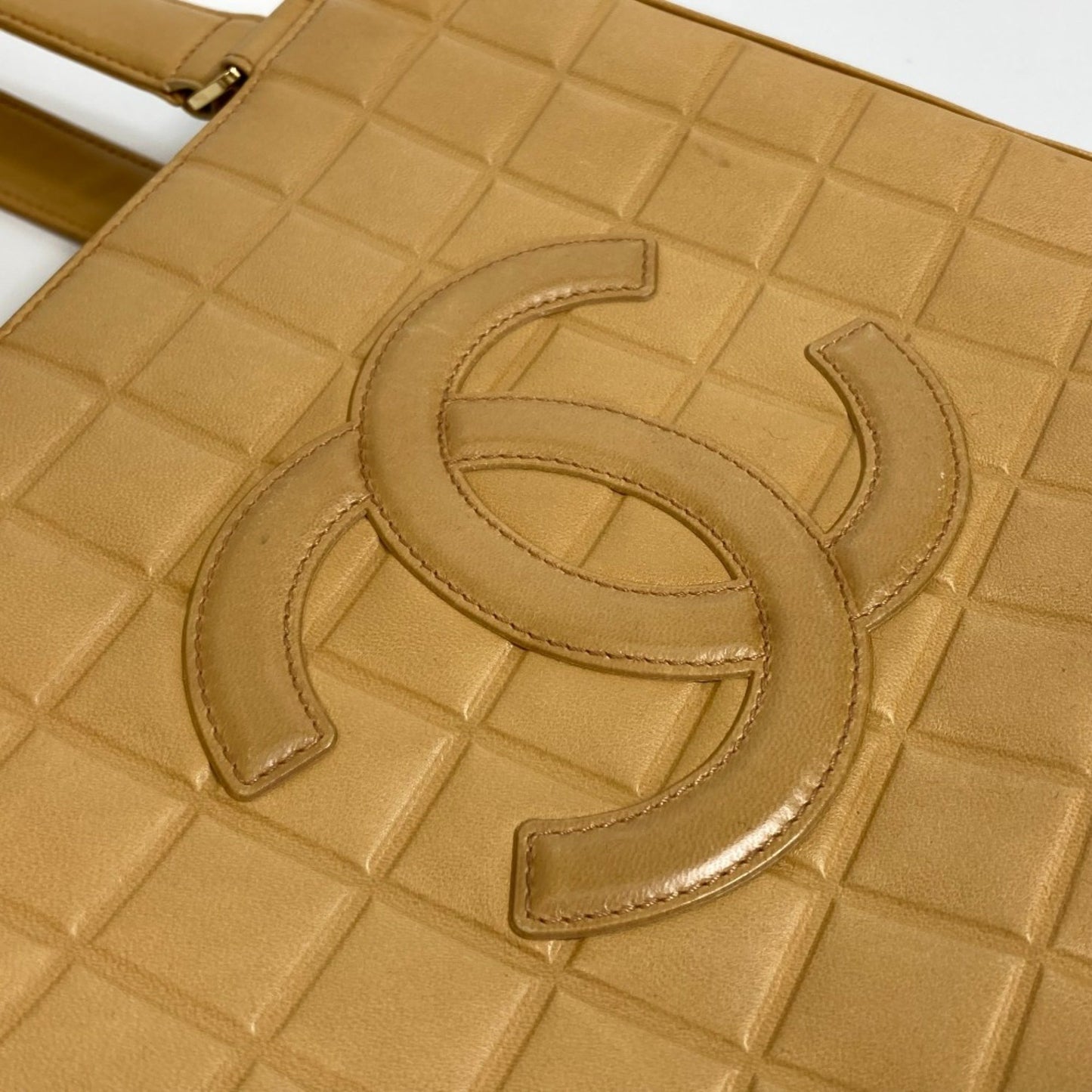 Chanel Chocolate bar Beige Leather Tote Bag