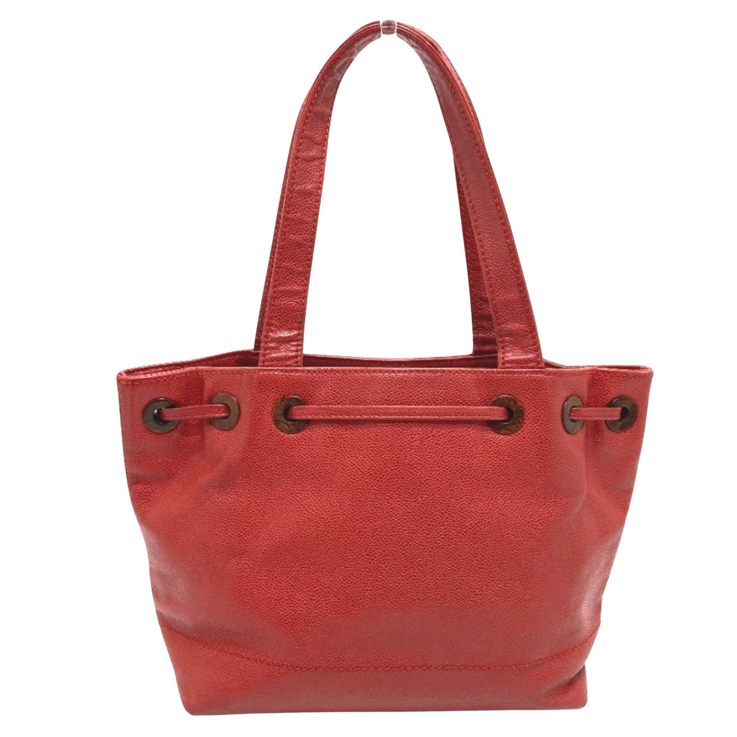 Chanel Coco Mark Red Leather Tote Bag