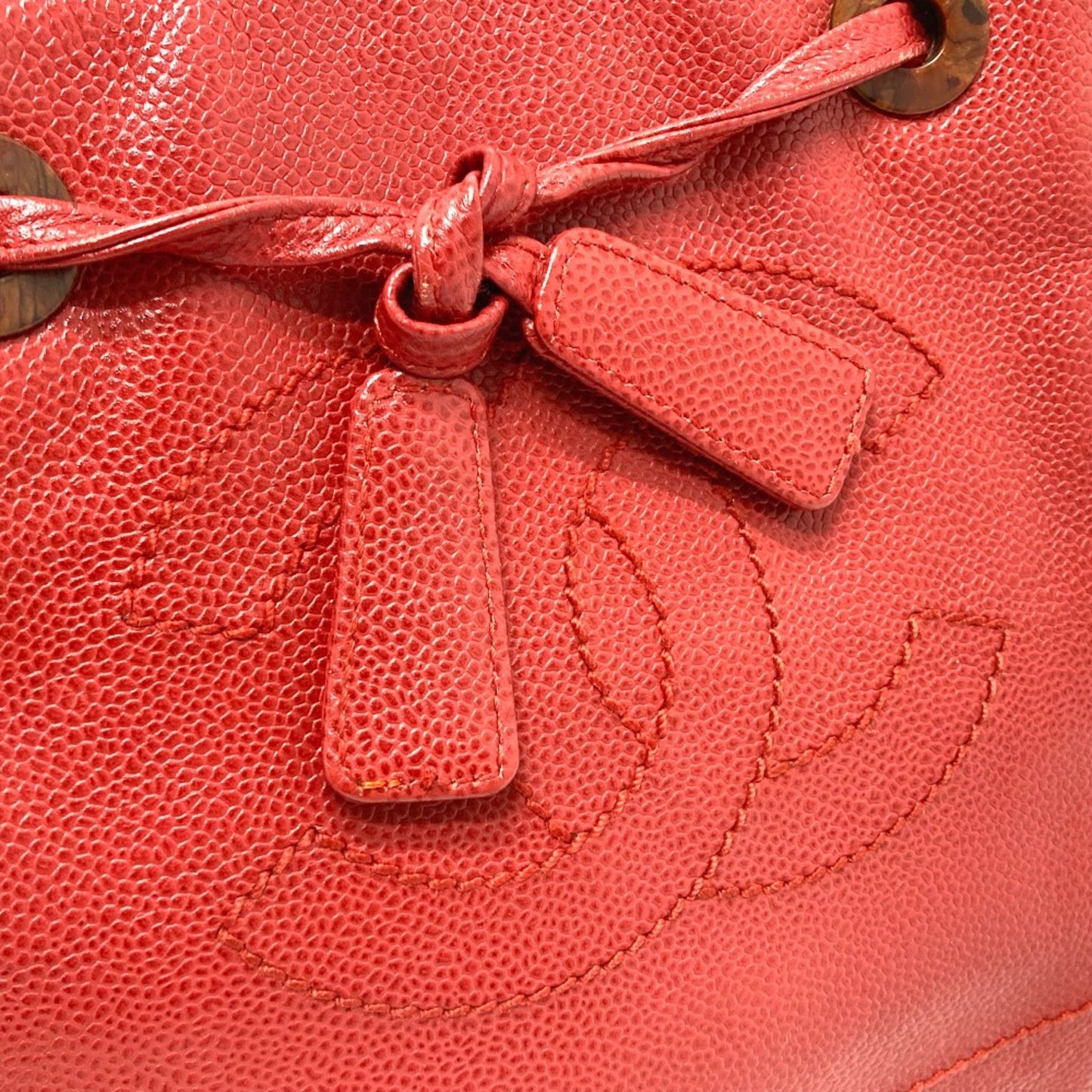 Chanel Coco Mark Red Leather Tote Bag