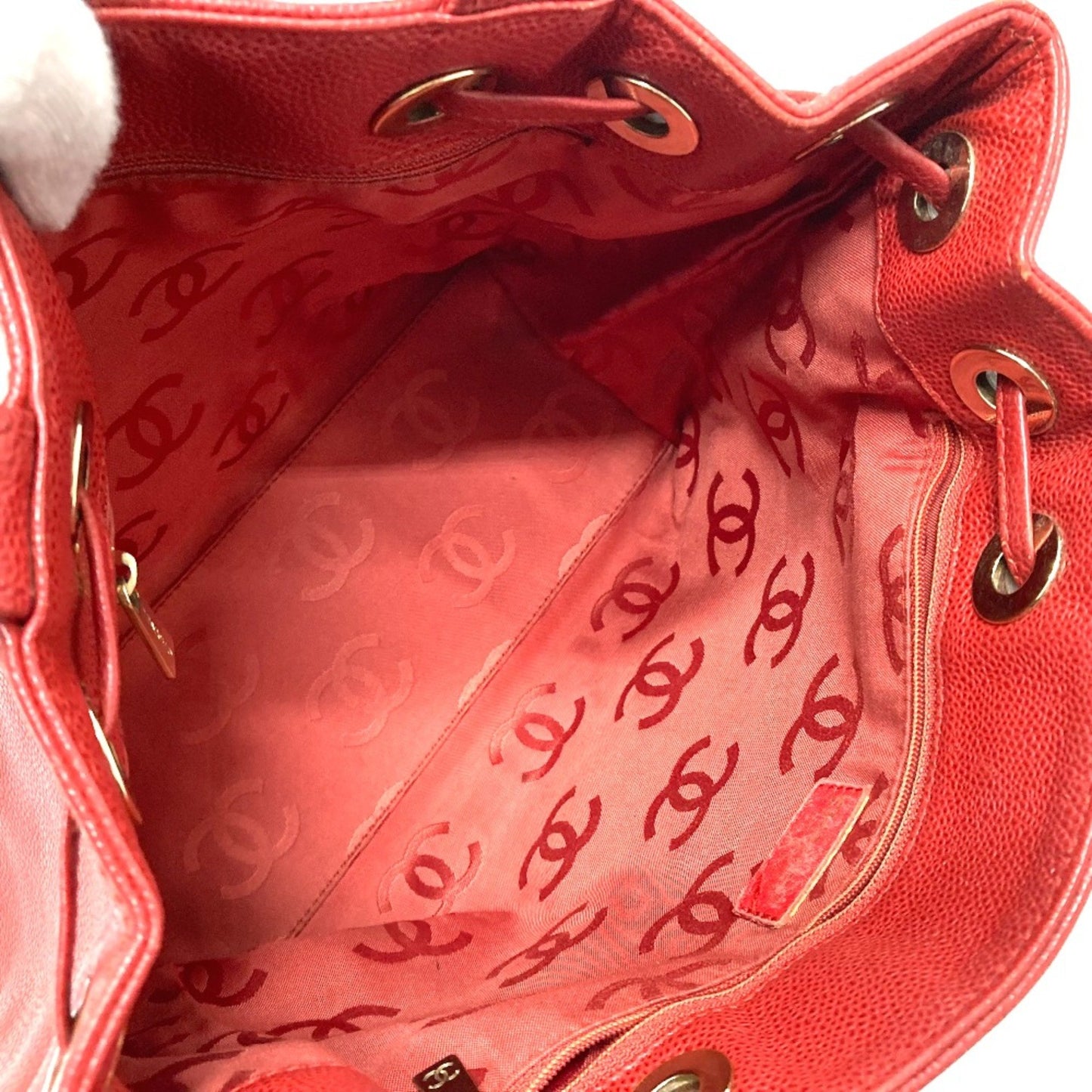 Chanel Coco Mark Red Leather Tote Bag