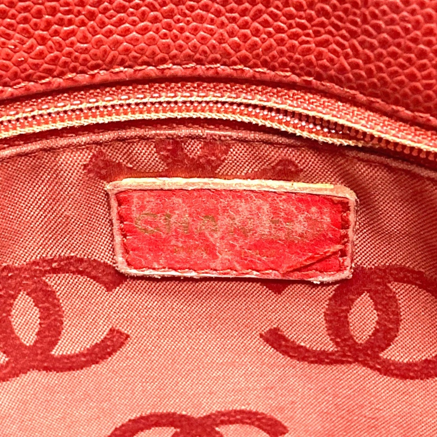 Chanel Coco Mark Red Leather Tote Bag