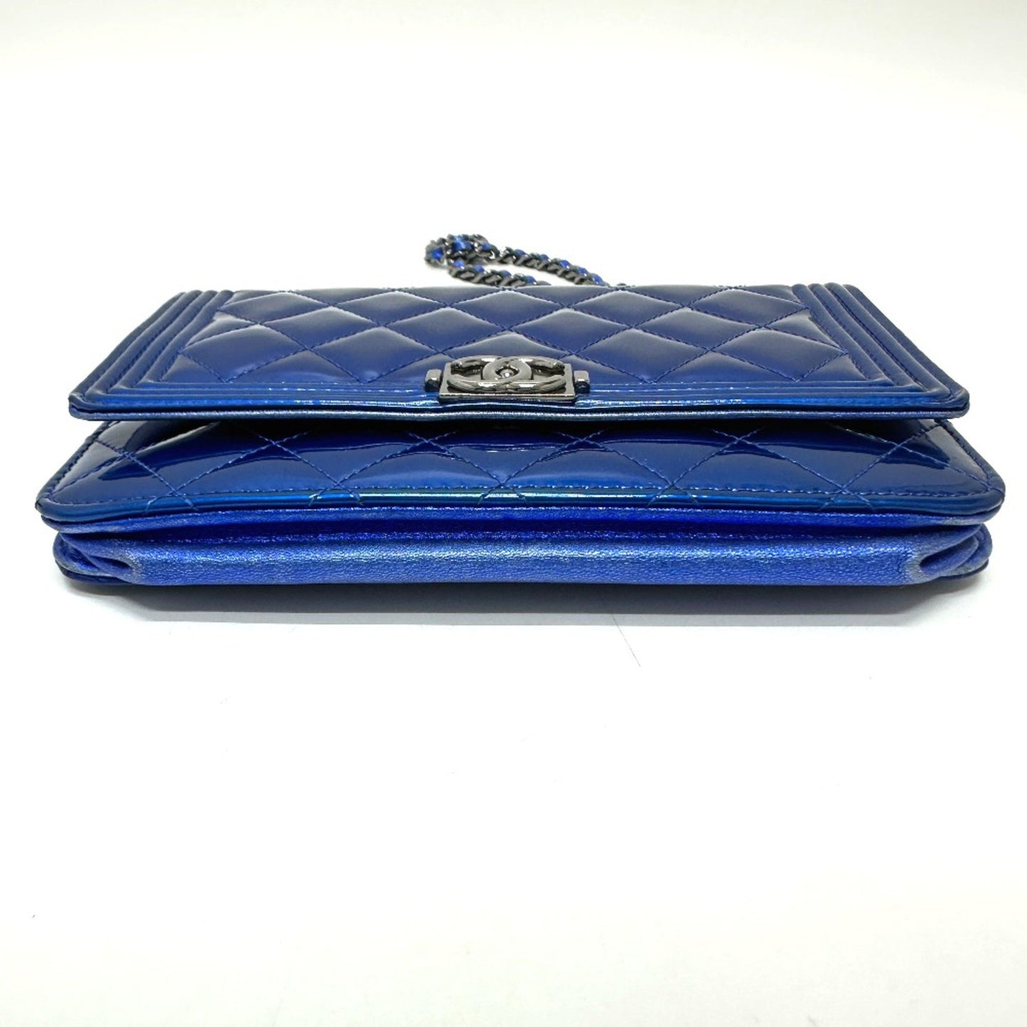 Chanel Boy Blue Patent Leather Shoulder Bag