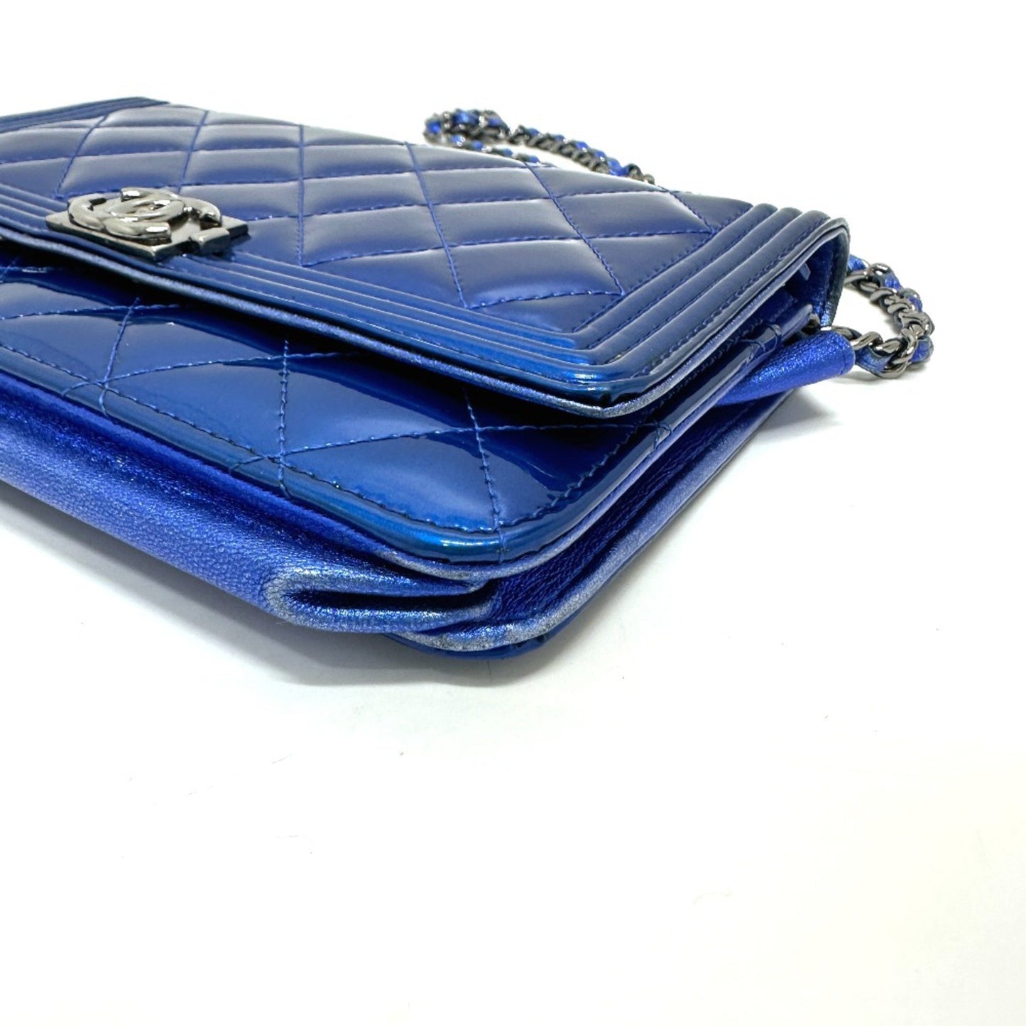 Chanel Boy Blue Patent Leather Shoulder Bag