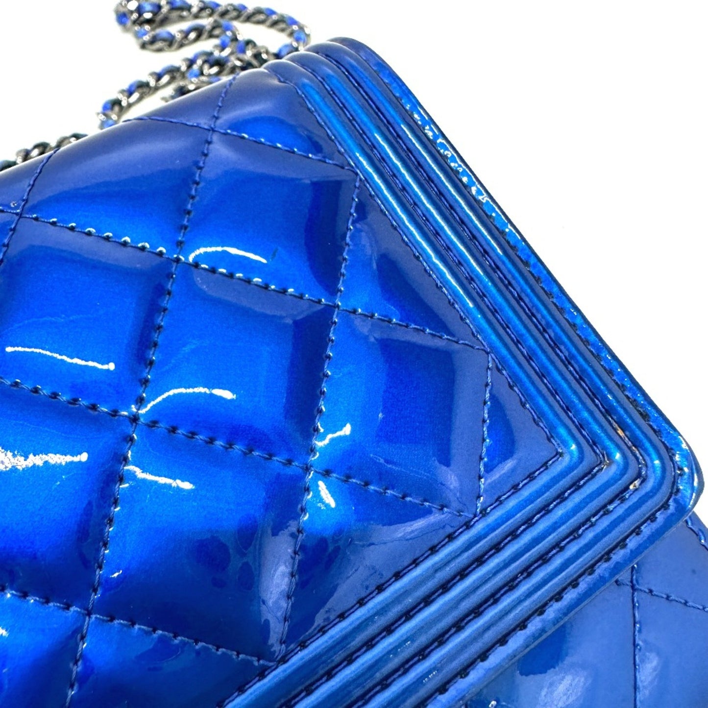 Chanel Boy Blue Patent Leather Shoulder Bag