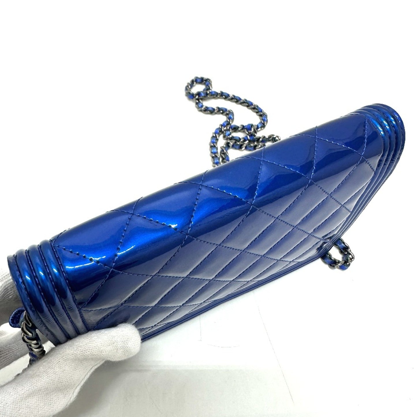 Chanel Boy Blue Patent Leather Shoulder Bag