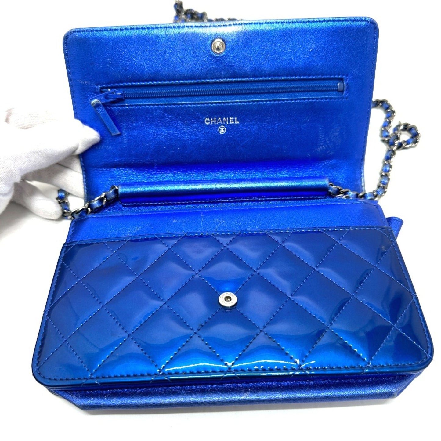 Chanel Boy Blue Patent Leather Shoulder Bag