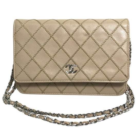 Chanel Wallet On Chain Beige Leather Wallet Accessories