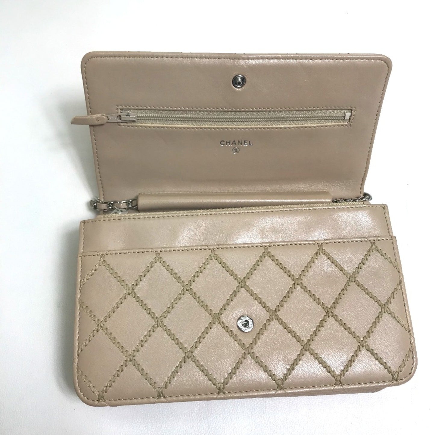 Chanel Wallet On Chain Beige Leather Wallet Accessories