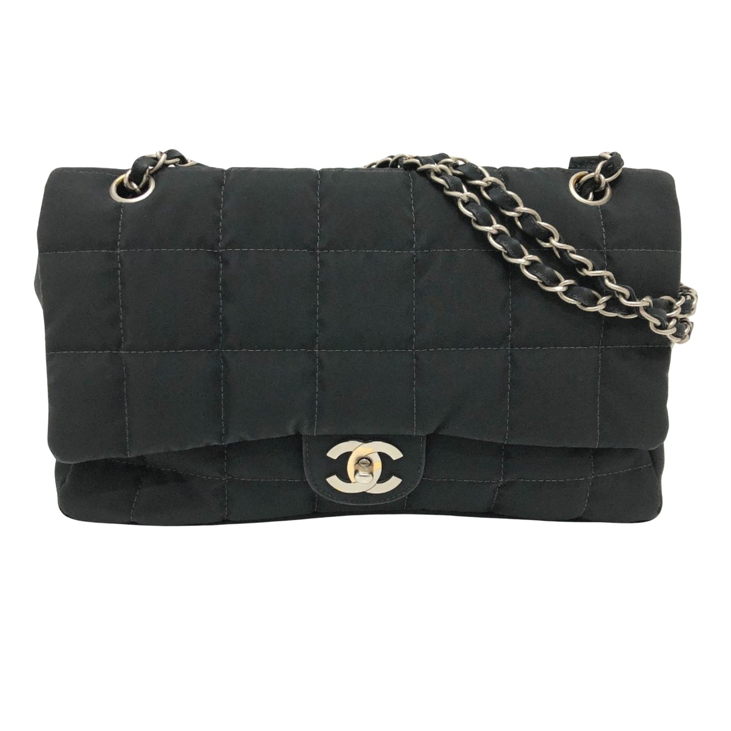 Chanel Chocolate bar Black Cloth Shoulder Bag