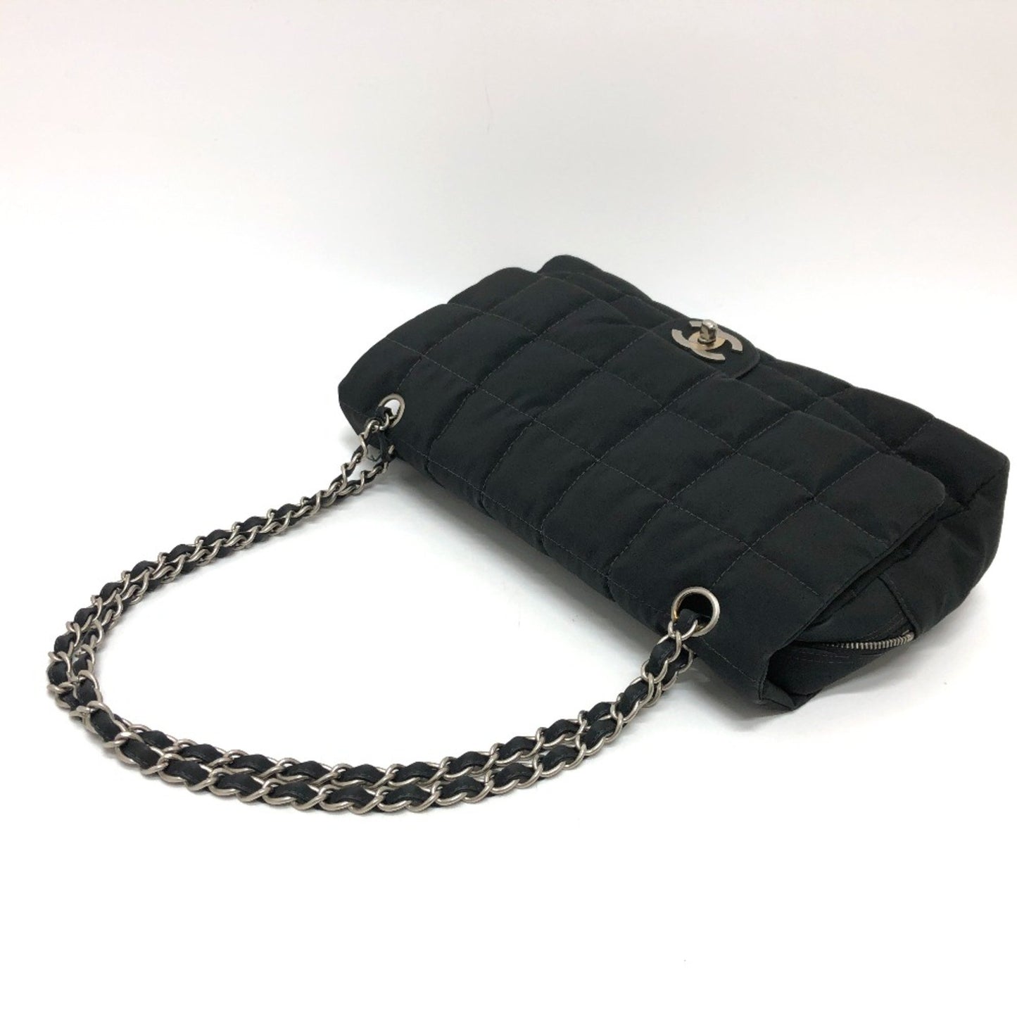 Chanel Chocolate bar Black Cloth Shoulder Bag