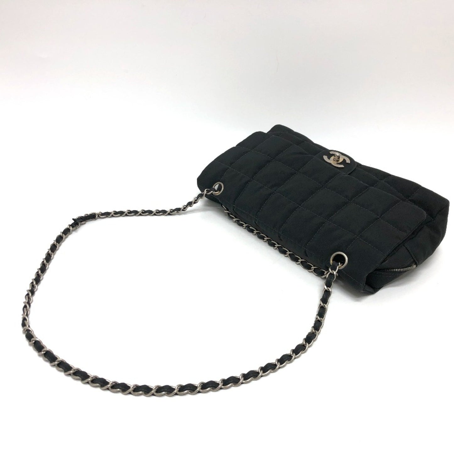 Chanel Chocolate bar Black Cloth Shoulder Bag