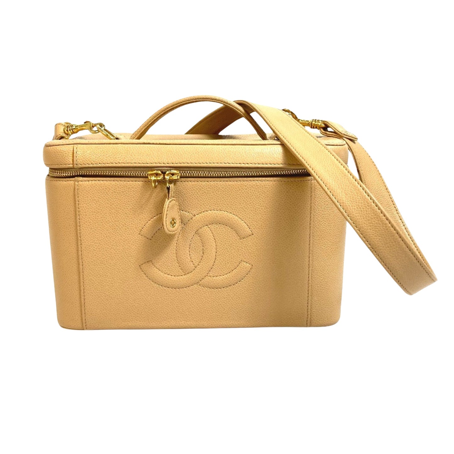 Chanel Vanity Beige Leather Shoulder Bag