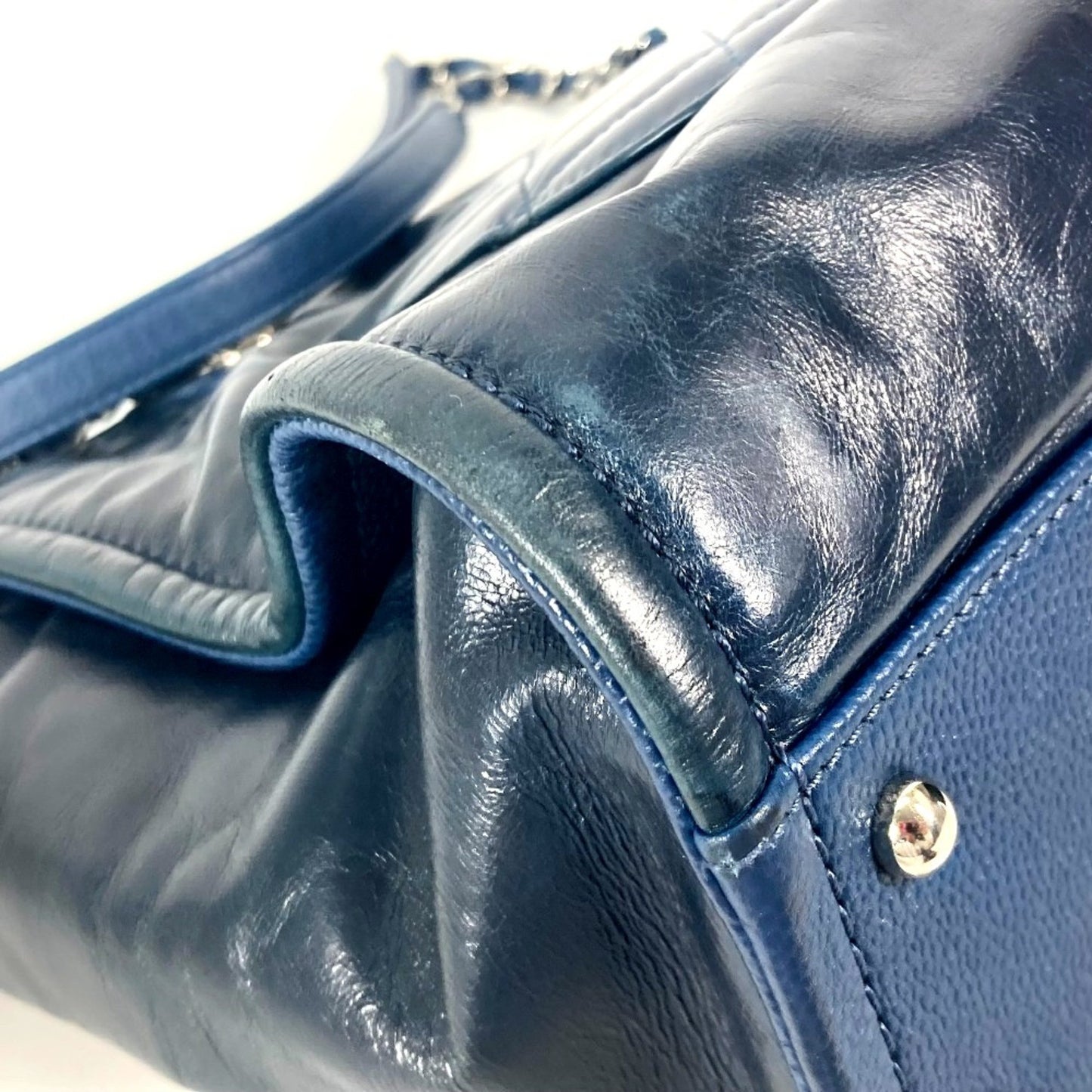 Chanel Deauville Navy Leather Shoulder Bag