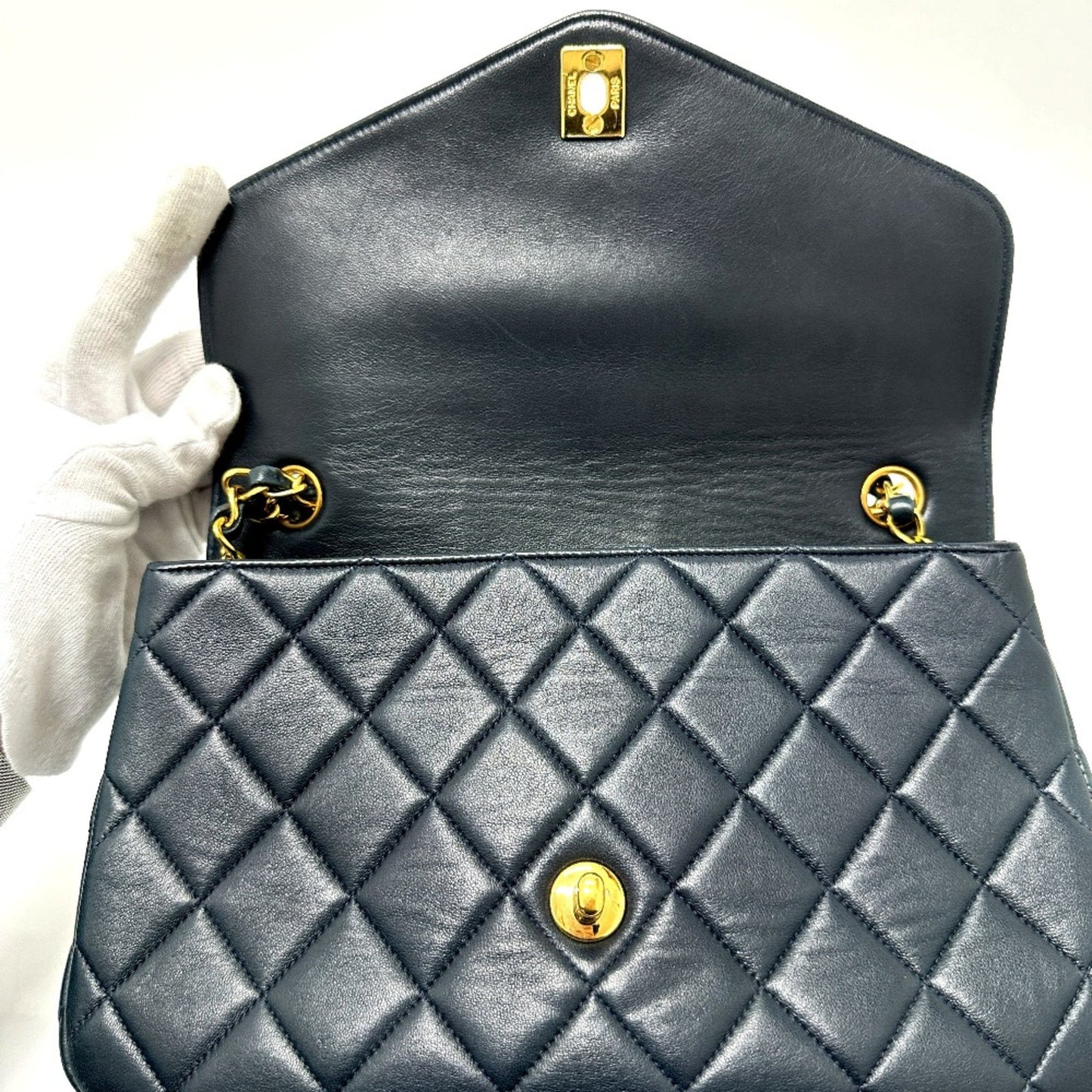 Chanel Timeless Navy Leather Shoulder Bag