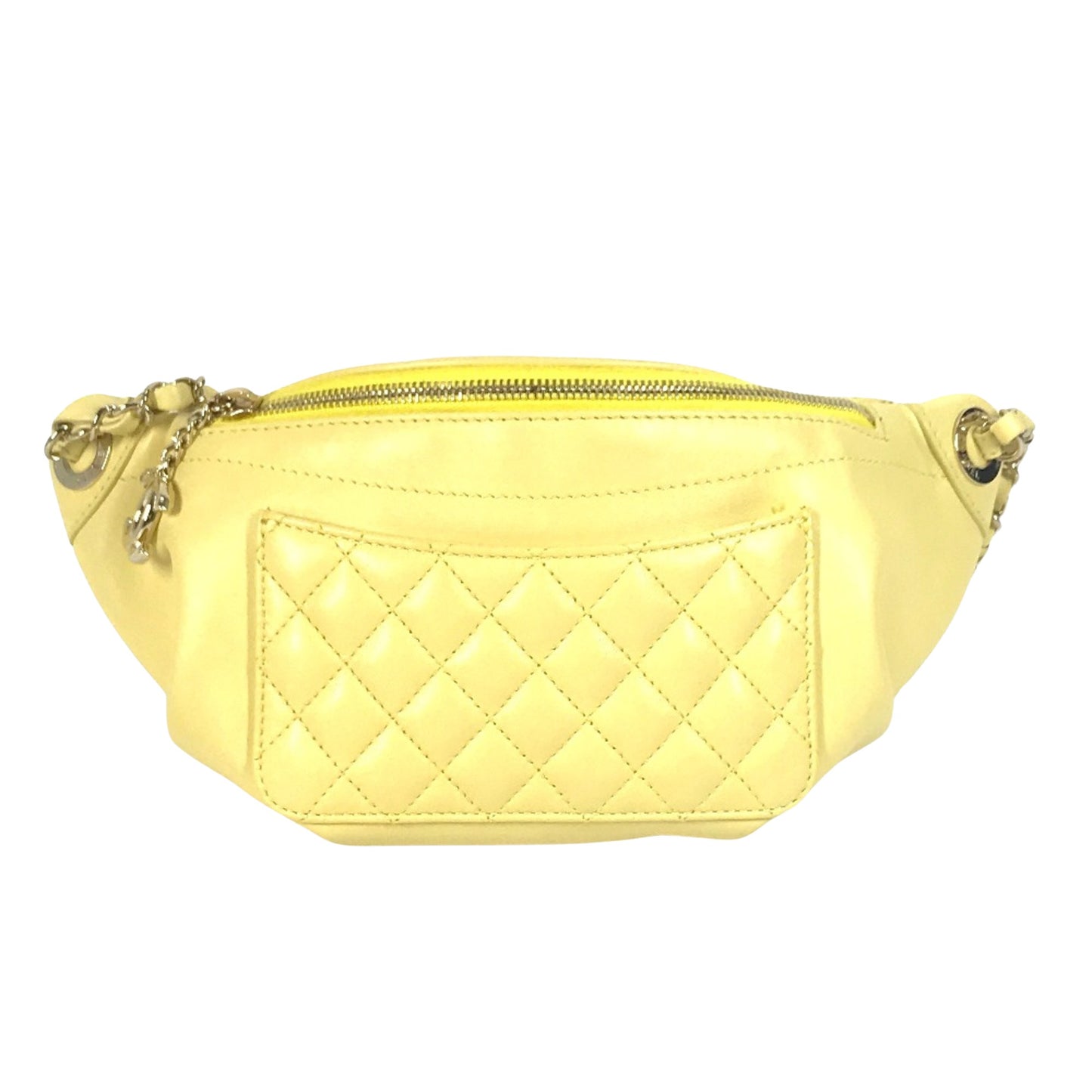 Chanel Matelassé Yellow Leather Shoulder Bag