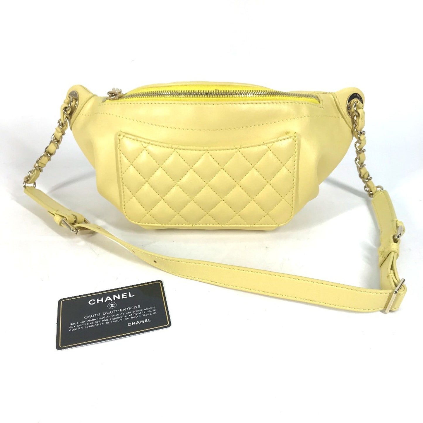 Chanel Matelassé Yellow Leather Shoulder Bag