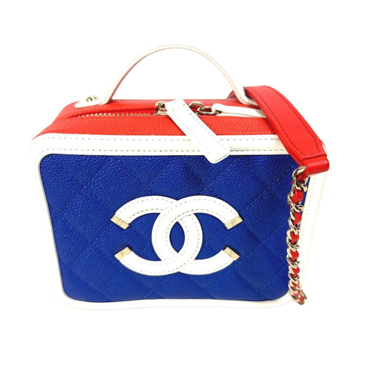 Chanel CC Filigree Blue Leather Shoulder Bag