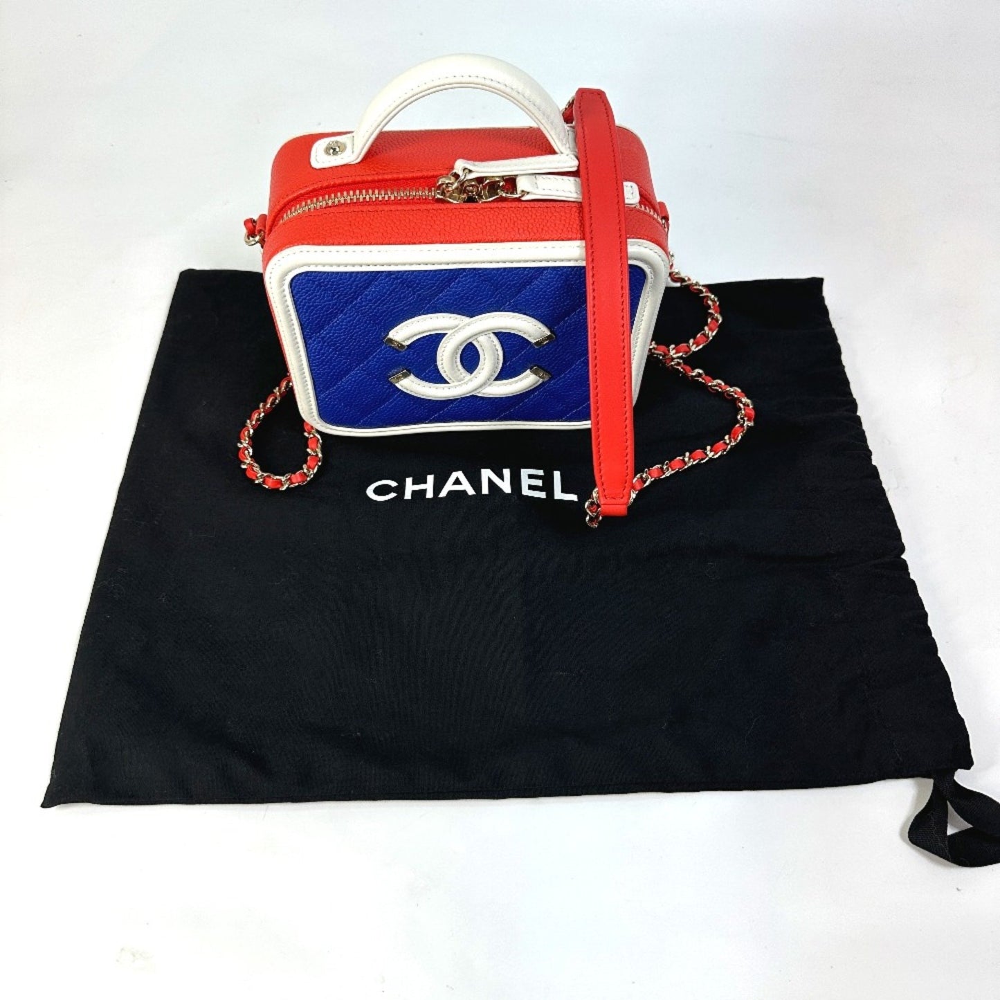 Chanel CC Filigree Blue Leather Shoulder Bag