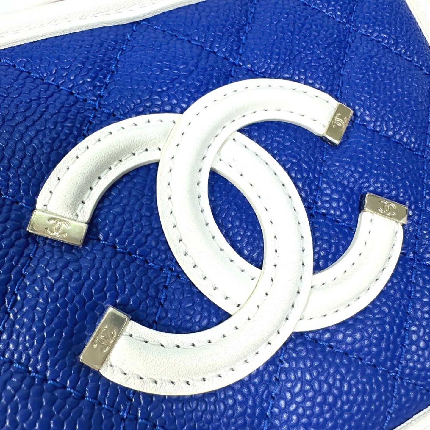 Chanel CC Filigree Blue Leather Shoulder Bag