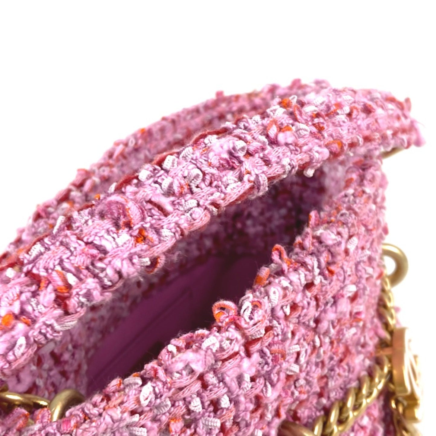 Chanel Bucket Pink Tweed Shoulder Bag