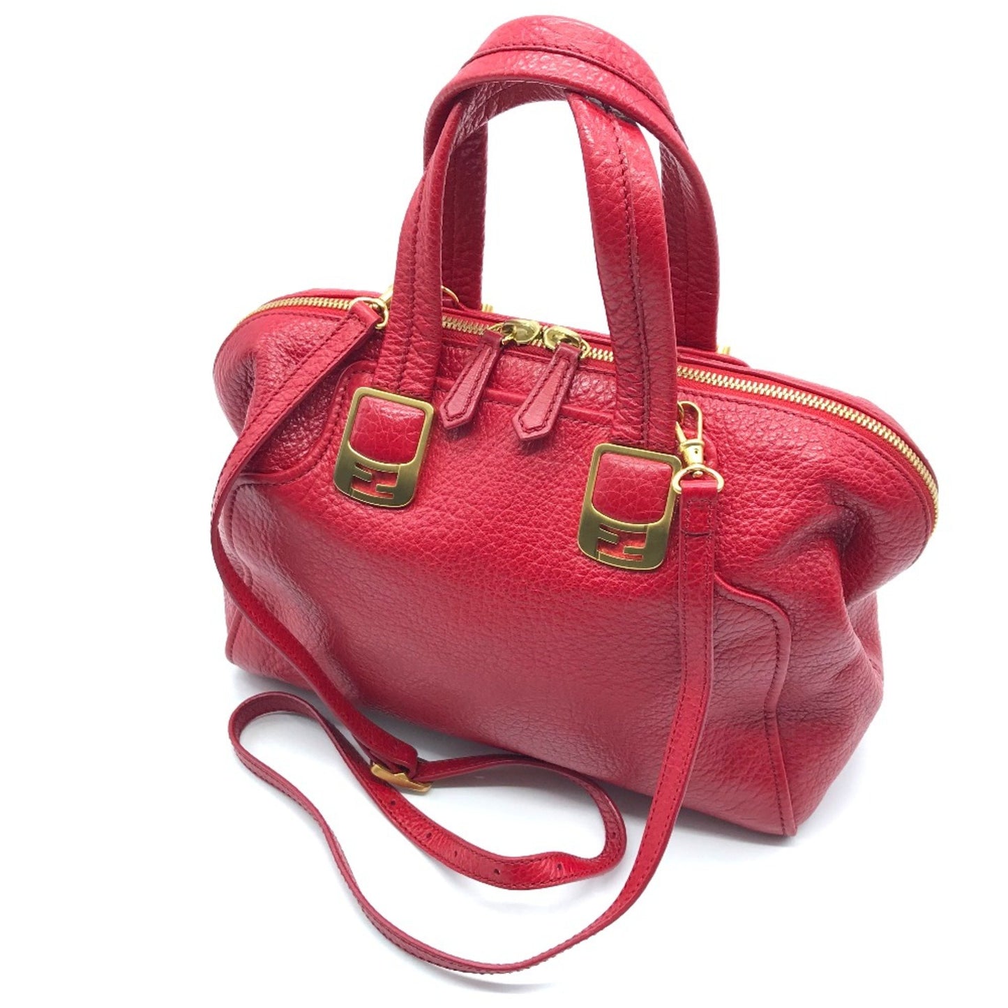 Fendi Chameleon Red Leather Hand Bag